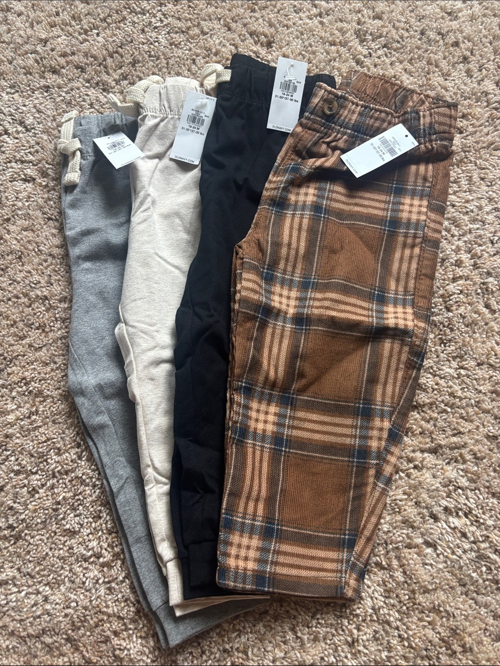 Old Navy Baby Joggers - Black, Gray, Cream & Brown Plaid